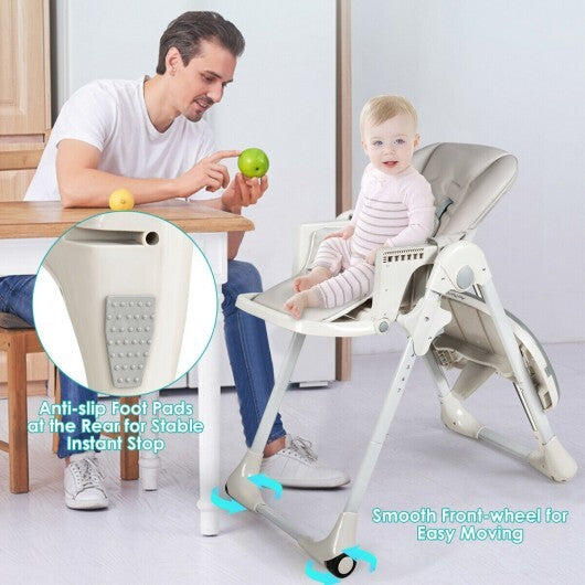 Baby Convertible High Chair with Wheels-Gray - Color: Gray