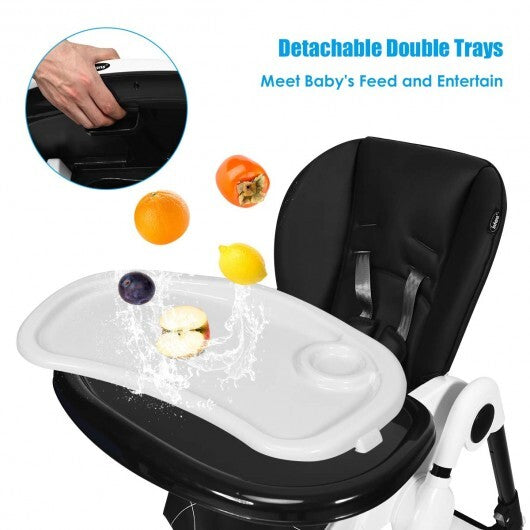 A-Shaped High Chair with 4 Lockable Wheels-Black - Color: Black