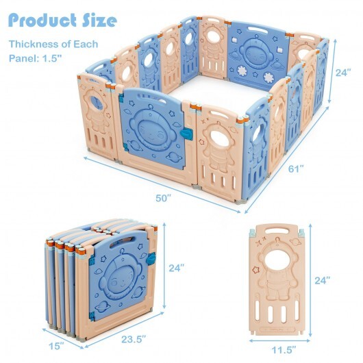16-Panel Foldable Playpen Kids Activity Center with Lockable Door - Size: 16-Panel