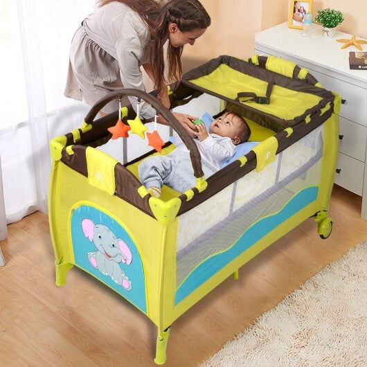 Green Portable Baby Crib Infant Bassinet Bed - Color: Green