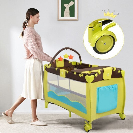 Green Portable Baby Crib Infant Bassinet Bed - Color: Green