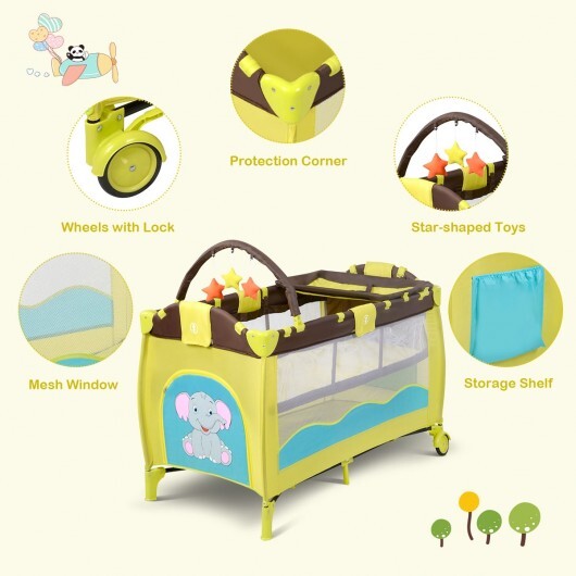 Green Portable Baby Crib Infant Bassinet Bed - Color: Green
