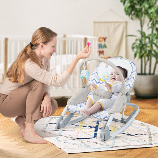 2-in-1 Baby Bouncer with 3-Level Adjustable Backrest-Gray - Color: Gray