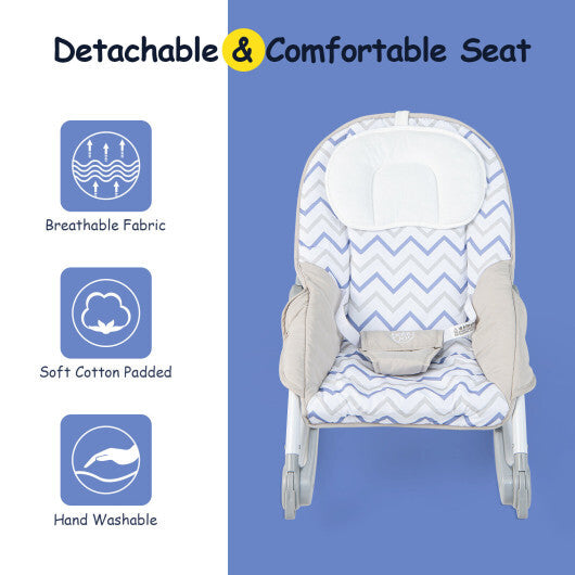 2-in-1 Baby Bouncer with 3-Level Adjustable Backrest-Gray - Color: Gray