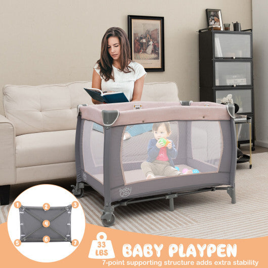 4-in-1 Convertible Portable Baby Playard Newborn Napper with Music and Toys-Gray - Color: Gray
