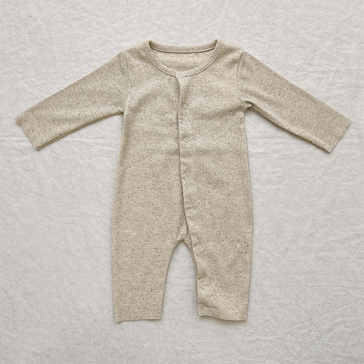 Baby Solid Color Pit Strip Fabric Long Sleeve Onesie Or Jumpsuit (Without Hat)