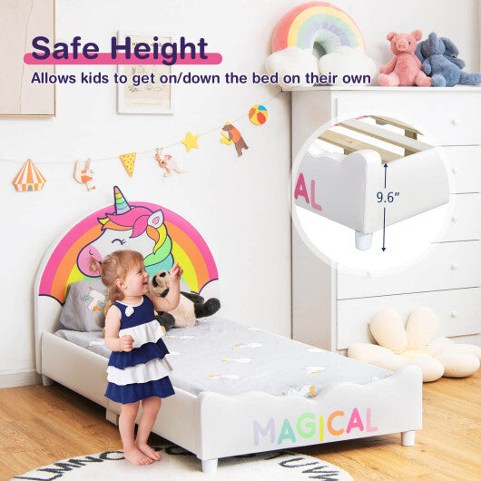Children Twin Size Upholstered Platform Single Bed