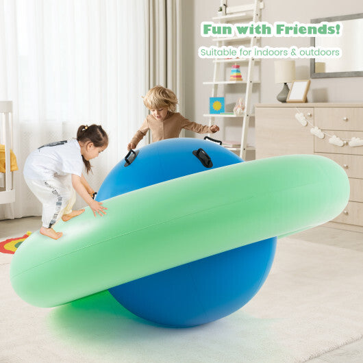 7.5 Foot Giant Inflatable Dome Rocker Bouncer with 6 Built-in Handles for Kids-Green - Color: Green