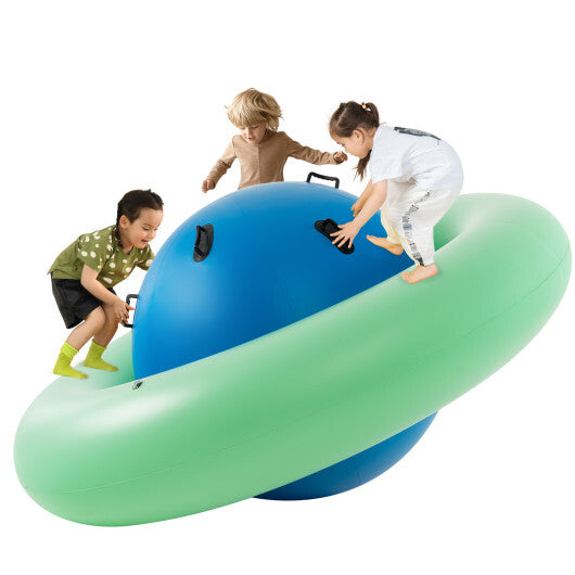7.5 Foot Giant Inflatable Dome Rocker Bouncer with 6 Built-in Handles for Kids-Green - Color: Green