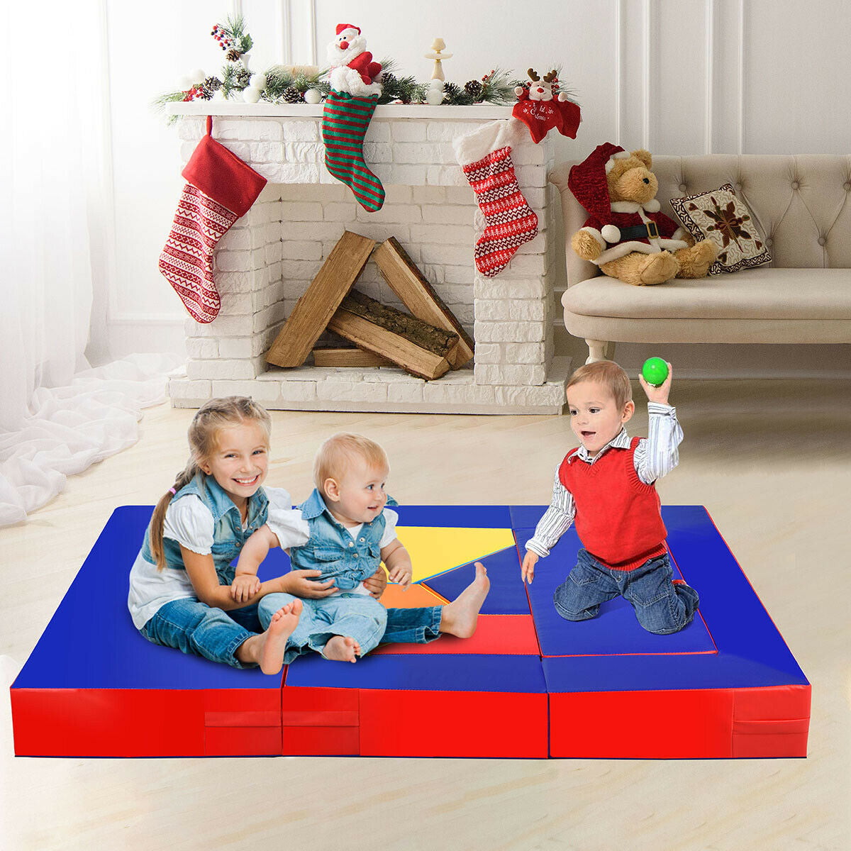 4-in-1 Crawl Climb Foam Shapes Toddler Kids Playset - Color: Multicolor