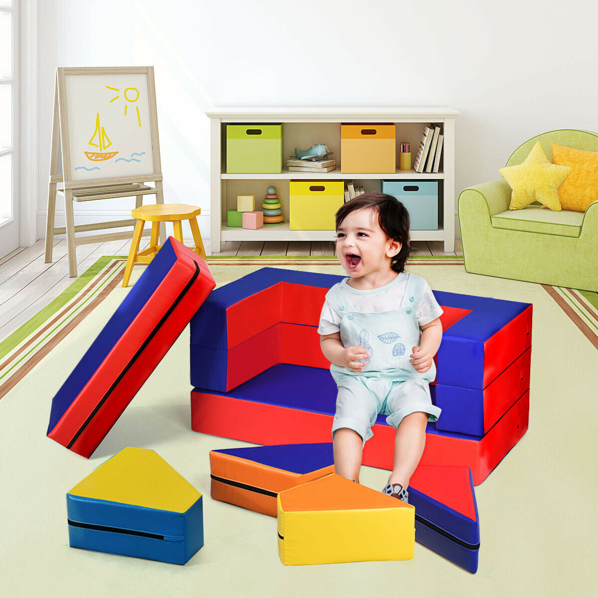 4-in-1 Crawl Climb Foam Shapes Toddler Kids Playset - Color: Multicolor