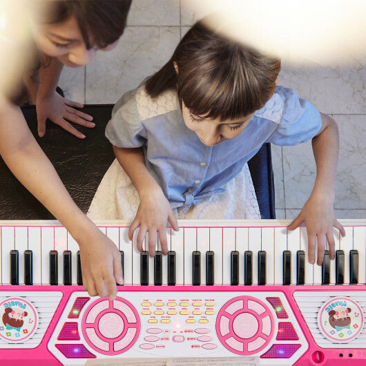 49 Keys Kids Piano Keyboard for Kids 3+-Pink - Color: Pink