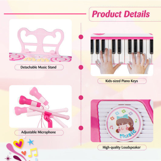 49 Keys Kids Piano Keyboard for Kids 3+-Pink - Color: Pink