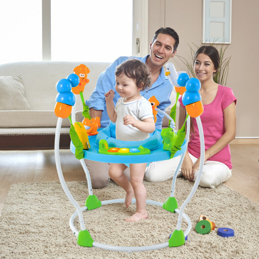 Underwater World Themed Baby Bouncer with Developmental Toys-Blue - Color: Blue