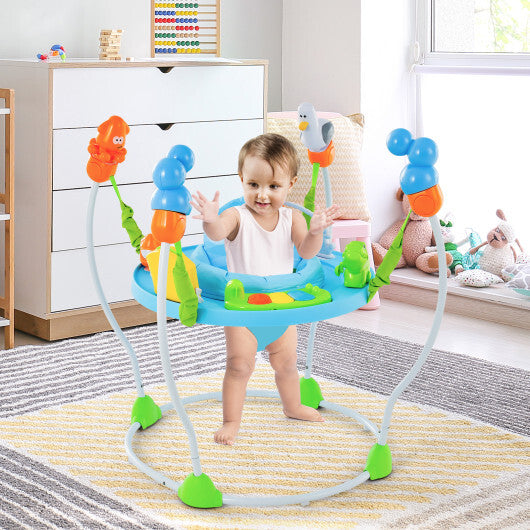 Underwater World Themed Baby Bouncer with Developmental Toys-Blue - Color: Blue