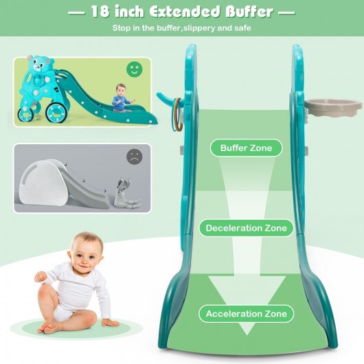 4-in-1 Foldable Baby Slide Toddler Climber Slide PlaySet with Ball-Green - Color: Green