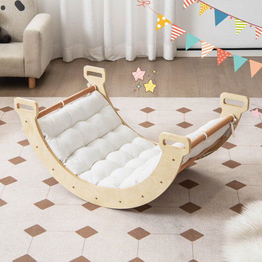 2-in-1 Arch Rocker with Soft Cushion for Toddlers-Natural - Color: Natural