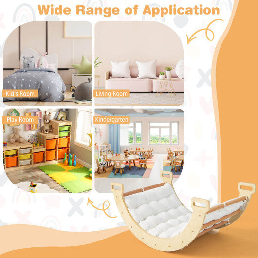 2-in-1 Arch Rocker with Soft Cushion for Toddlers-Natural - Color: Natural