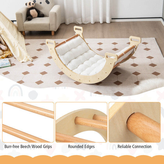 2-in-1 Arch Rocker with Soft Cushion for Toddlers-Natural - Color: Natural