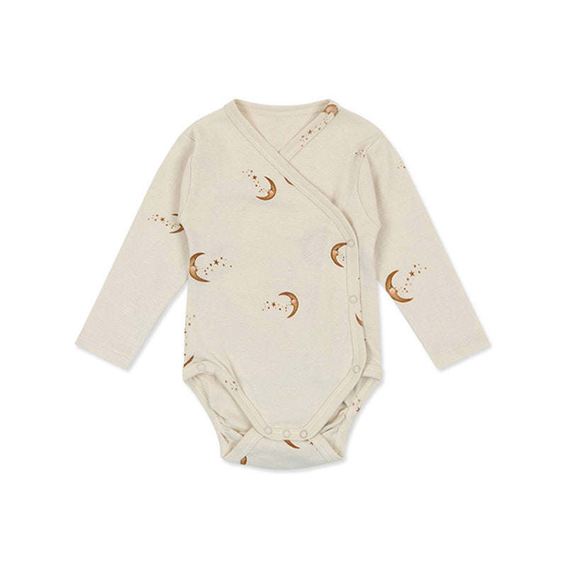 Baby Print Pattern Side Button Design Long Sleeve Comfy Onesies