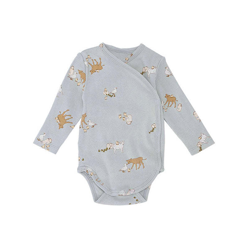 Baby Print Pattern Side Button Design Long Sleeve Comfy Onesies