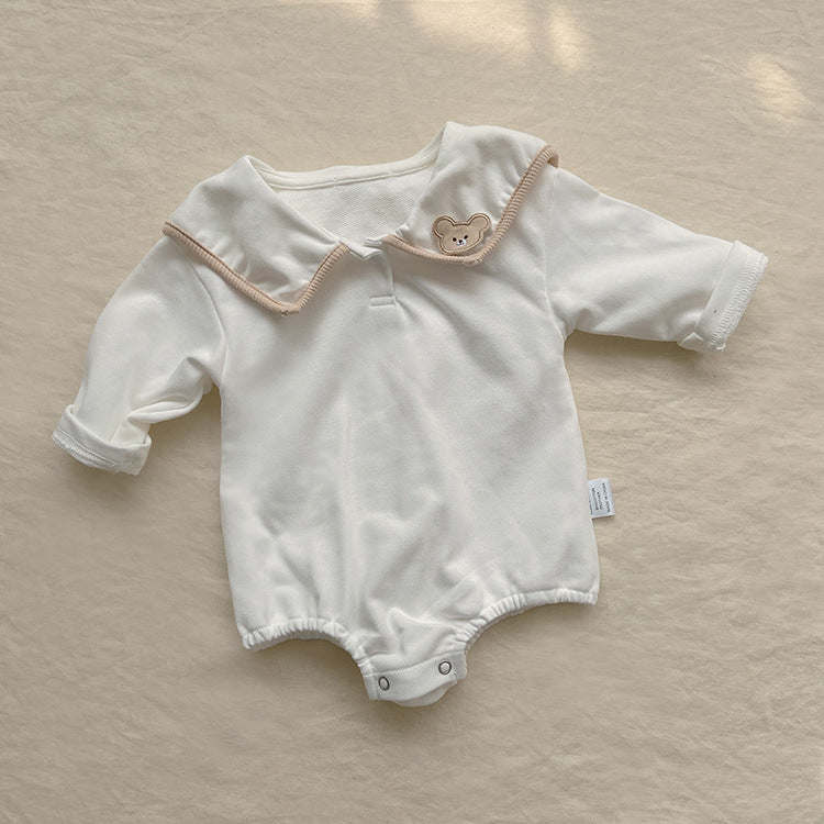 Baby Girl Bear Patched Pattern College Style Onesies & Sets