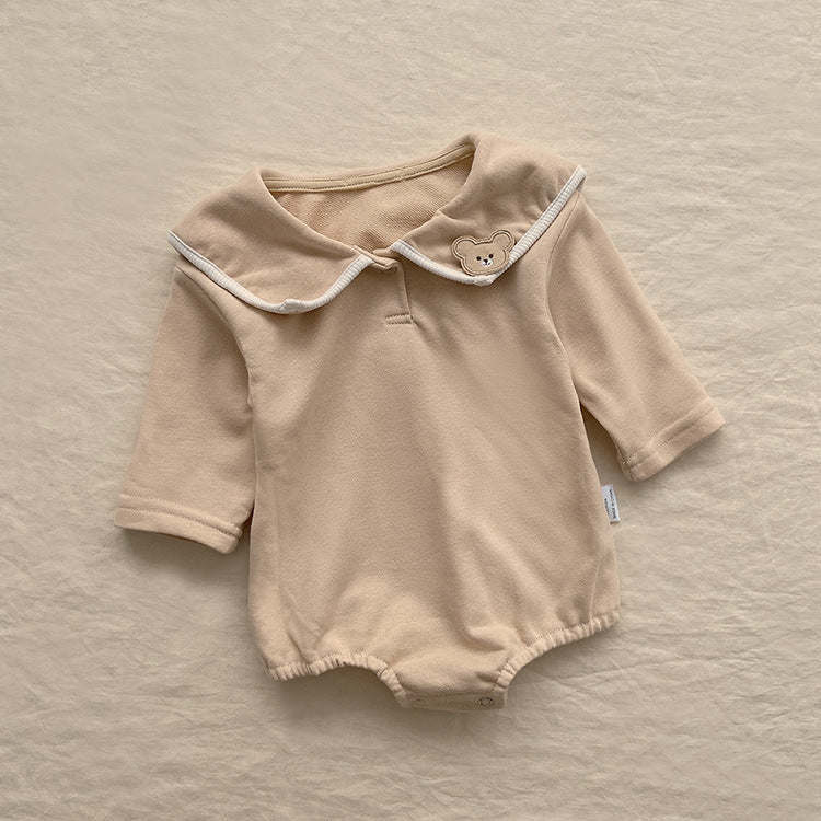Baby Girl Bear Patched Pattern College Style Onesies & Sets