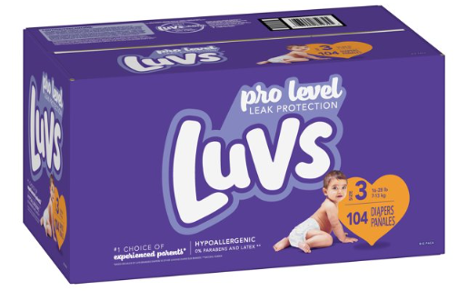 Luvs Pro Level Breathable Hypoallergenic Overnight Soft Diapers - Size 3, 104 Count