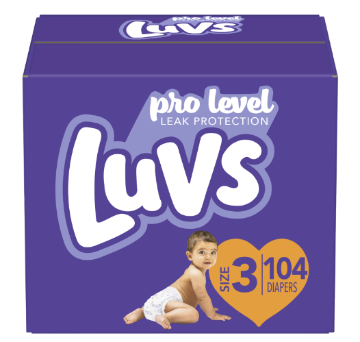 Luvs Pro Level Breathable Hypoallergenic Overnight Soft Diapers - Size 3, 104 Count