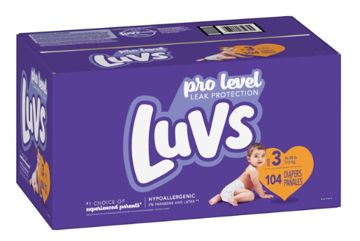 Luvs Pro Level Breathable Hypoallergenic Overnight Soft Diapers - Size 3, 104 Count