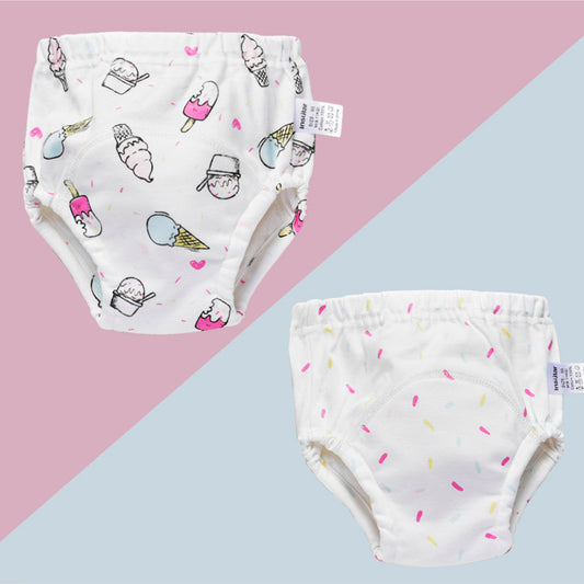 Color: Ice cream, Size: 90 - Baby training learning pants baby gauze diaper pants