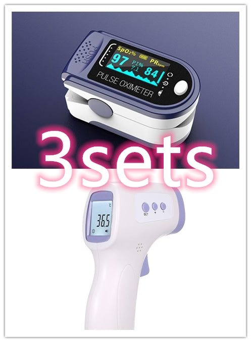 Color: Blue 3sets - Portable Blood Oxygen Monitor Finger Pulse Oximeter