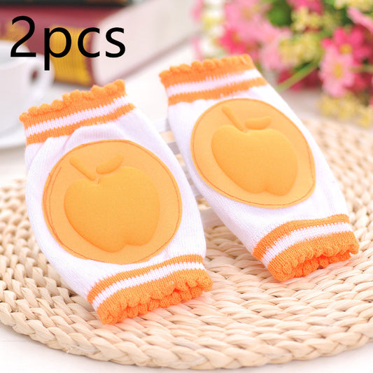 Color: Orange2pcs, Kid Sock Size: 13X9CM - Sponge Baby Crawling Toddler Anti-fall Knock-proof Elbow Socks