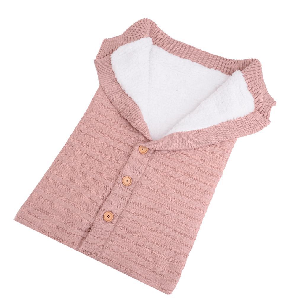 Color: Light pink 2pcs - Baby Thickened Plus Velvet Warm Sleeping Bag