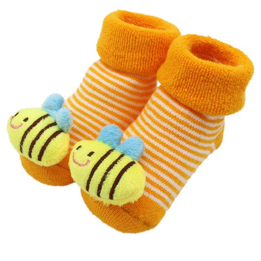 Color: honeybee, Kid Sock Size: S - Stitching doll socks baby baby floor socks