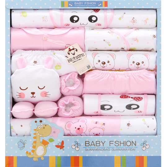 Color: Pink, Style: Thin 2 - 18 sets of baby clothes cotton newborn gift box autumn and winter thickening newborn baby set full moon maternal and child supplies