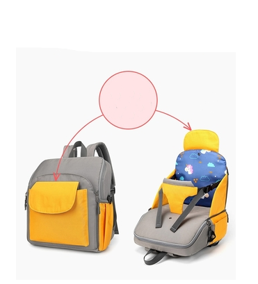 Baby dining chair bag portable children's dining chair portable home out safety seat bag car dual-use - Color: Yellow