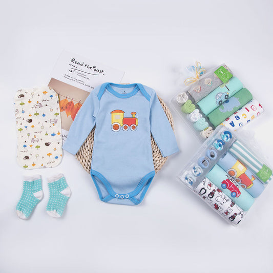 Newborn Long Sleeve Triangle Romper + Towel Socks