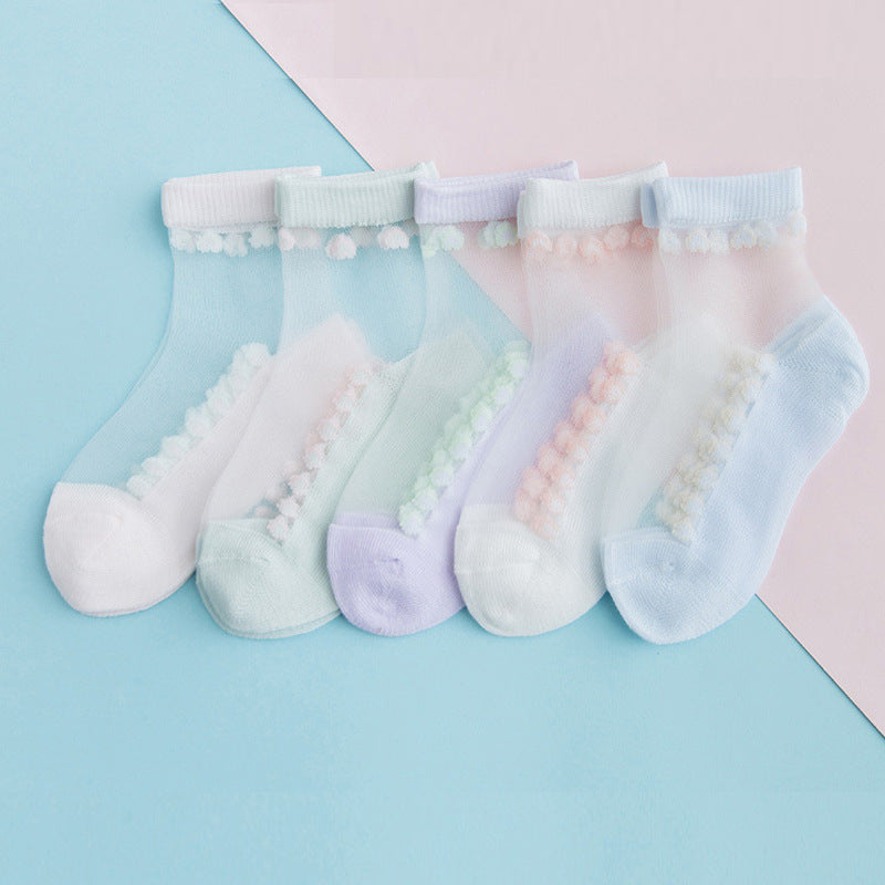 Spring and summer thin crystal socks for girls