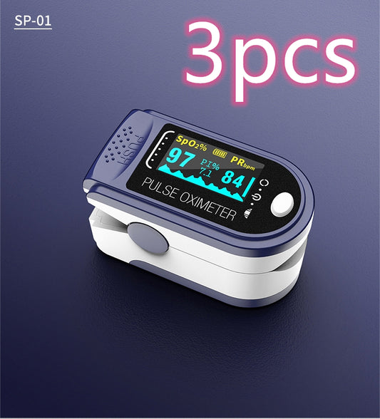 Color: Blue 3pcs - Portable Blood Oxygen Monitor Finger Pulse Oximeter