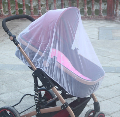 Color: White encrypt - Increase baby stroller nets Baby stroller encryption full cover nets General dustproof and anti-mosquito