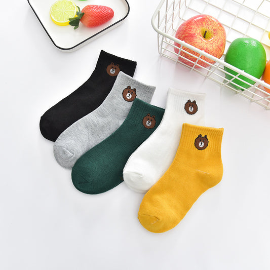 style: B, Size: S - Children's Tube Socks Cute Striped Baby Bear Floor Socks