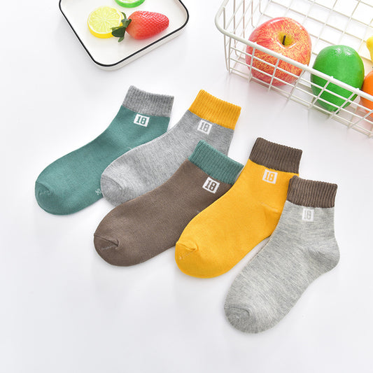 style: D, Size: M - Children's Tube Socks Cute Striped Baby Bear Floor Socks