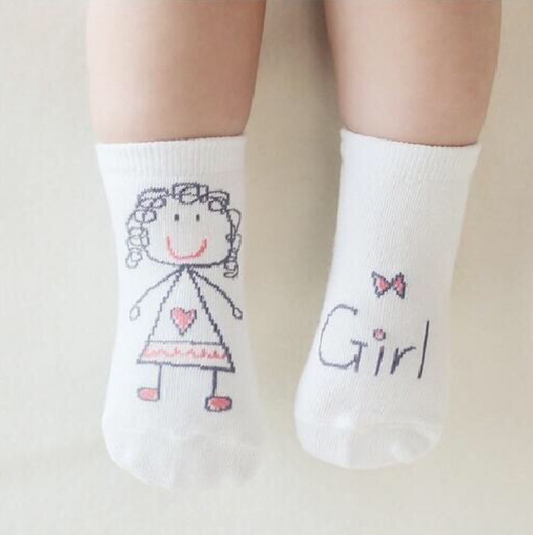 Color: Girl, Size: L - New Arrival Newborn Socks Cartoon Cotton Baby Socks No-slip Infant Cotton Socks