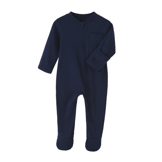 Color: Navy Blue, Child size: 6M - Newborn Clothes Long-Sleeved Baby Onesies