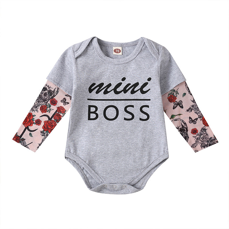 Neugeborenen Baby Onesies Mini BOSS Druck Brief Langarm