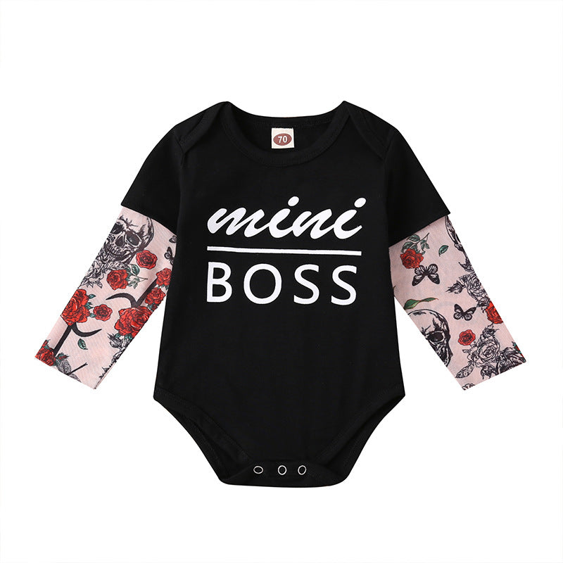 Neugeborenen Baby Onesies Mini BOSS Druck Brief Langarm