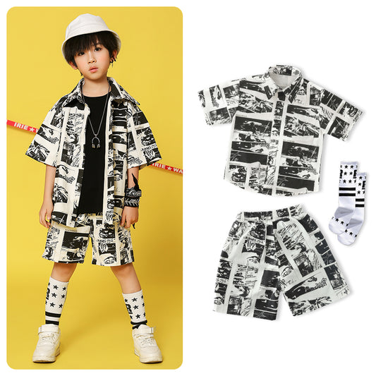 style: C, Child size: 180cm - Fashion All-Match Boy Model Catwalk Suit