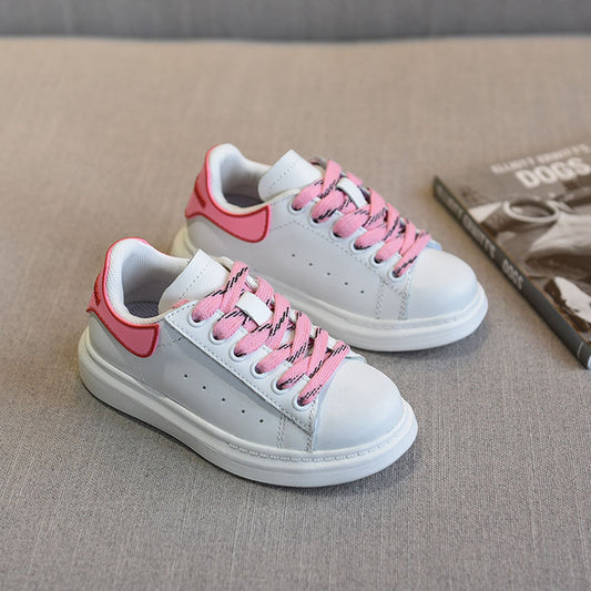 Color: Pink, Size: 37 - New Korean Children's White Shoes All-Match