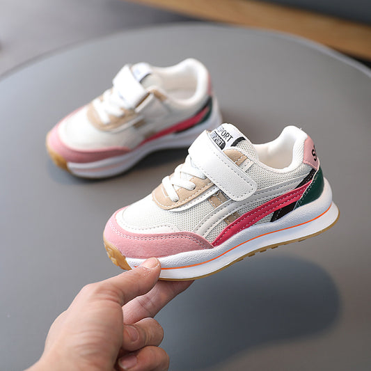 Size: 26, Color: Beige - Kids Mesh Breathable Sneakers Running Shoes